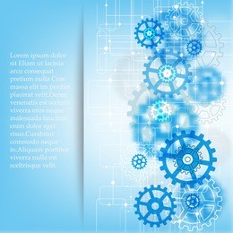 abstract blue technology background with gears and place for text.