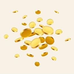 falling coins, falling money, flying gold coins, golden rain. jackpot or success concept. modern background. vector illustration