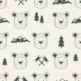 seamless pattern with bear heads