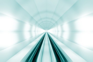 design element. 3d illustration. rendering. train lighted tunnel black and white  image