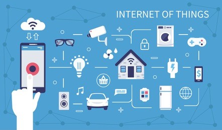 internet of things concept design for web banners, infographics. flat line style vector illustration.