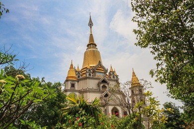 buu long pagoda in ho chi minh city is frequented by tourists because of its unique architecture. built in 1942  with a mixed architecture of india, and myanmar, thailand, laos, and of course viet nam