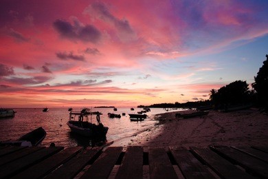 beautiful view of sunset at a beach in mantanani island in sabah, malaysia