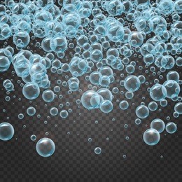 shampoo falling rain of cool realistic water bubbles on transparent background. cleaning liquid soap foam, shampoo bubbles in bath or shower. for banner, flyer, invitation. cool deep sea with sprays.