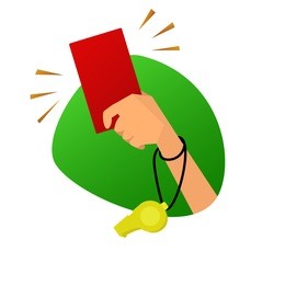 red card referee hand vector illustration. symbol of gross violation