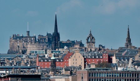  edinburgh city skyline with edinburgh castle in background and st giles cathedral. unesco world heritage site. may 2017 edinburgh scotland.
may 2017 sunrise
