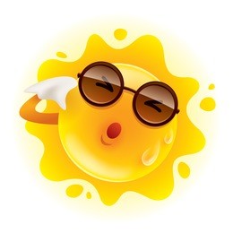 summer sun feeling hot and wiping sweat
