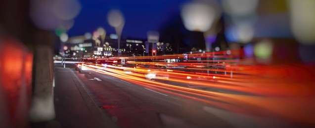 colorful light trace from night traffic in the city, night  traffic in the city 
