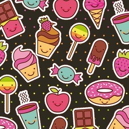 kawaii food with background colorful image