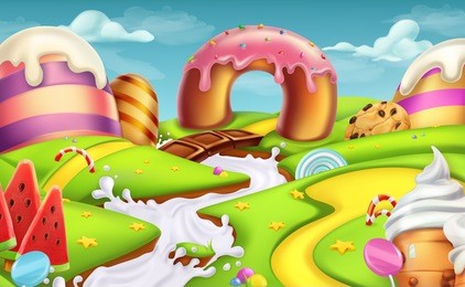 sweet landscape 3d vector background