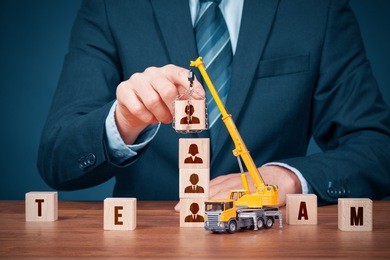 human resources build team, hire and recruitment concepts. recruiter complete team by leader.