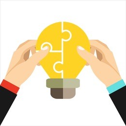 collaboration concept. completing business idea. cooperation, teamwork. successful solution puzzle. symbol of partnership. vector, flat design.