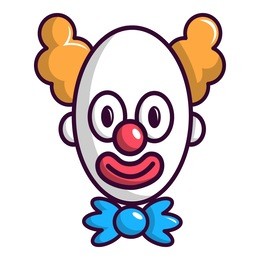 clown with big eye icon. cartoon illustration of clown with big eye vector icon for web