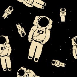 editable astronaut vector illustration seamless pattern
