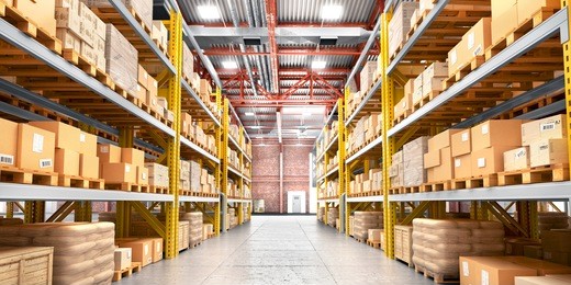 empty warehouse full of cargo. 3d illustration