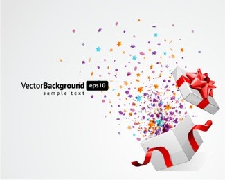open explore gift with fly stars vector background