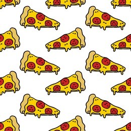 pizza seamless doodle pattern