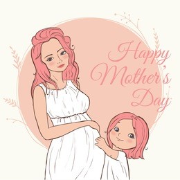 beautiful pregnant woman. happy mothers day. illustration. rasterized copy.