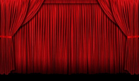large red theater curtain with lights and shadows