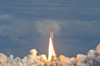 space shuttle atlantis launches from the kennedy space center