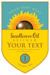 vector label for refined sunflower oil with sunflower and the inscription