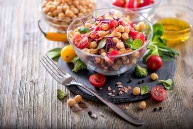 healthy chickpea vegan salad, diet, vegetarian, vegan food, vitamin snack