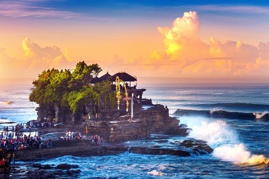 tanah lot temple in bali island indonesia.