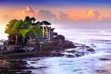 tanah lot temple in bali island indonesia.
