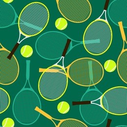 seamless pattern with tennis rackets and balls.vector illustration.