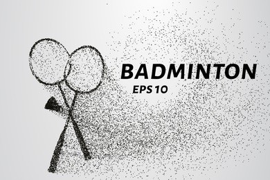 badminton of particles. badminton consists of small circles and dots. vector illustration