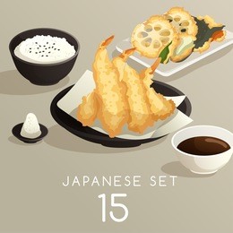 set of japanese food : vector illustration