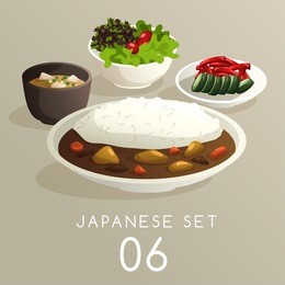 set of japanese food : vector illustration
