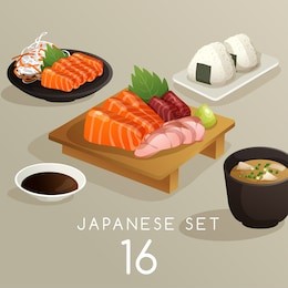set of japanese food : vector illustration