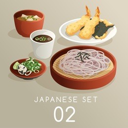 set of japanese food : vector illustration