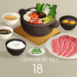set of japanese food : vector illustration