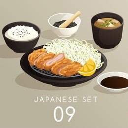set of japanese food : vector illustration