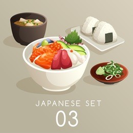set of japanese food : vector illustration