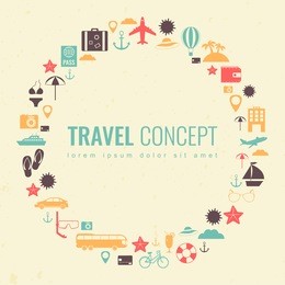 summer holidays background with travel icons. vector illustration