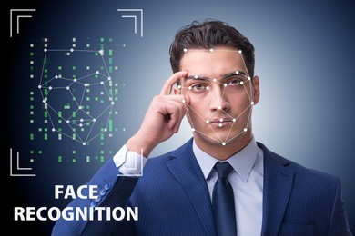 man in face recognition concept