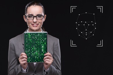 woman in face recognition concept