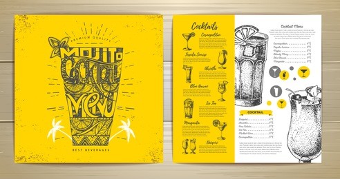 vintage typography cocktail menu design