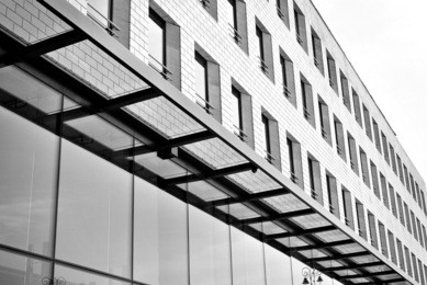 modern office building. architectural details of modern  building. black and white.