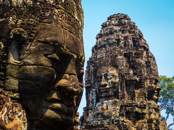 faces of bayon temple, angkor wat, cambodia
