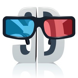 3d symbol with glasses