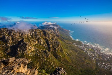 top view of the atlantic ocean. national park table mountain, cape town