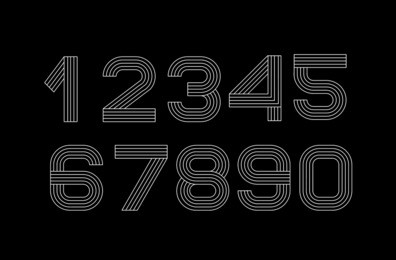 vector linear font. numbers are black and white lines. simple and minimalist alphabet in mono line style