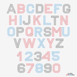 vector linear font. 80's retro alphabet font. simple and minimalist alphabet in mono line style. 