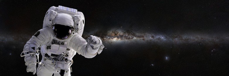 astronaut, space walk in front of the milky way galaxy (3d illustration banner, elements of this image are furnished by nasa)