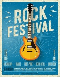 rock music festival flyer. vector illustration.