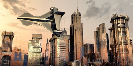 3d illustration of an electronic city